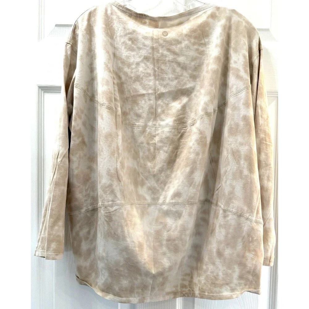 Lululemon Back In Action Marmoleado Tie Dye White Opal Cafe Au Lait Shirt Sz 8